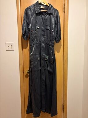 Anthropologie Samant Chauhan Women's Metallic Black Utility Shirt Dress